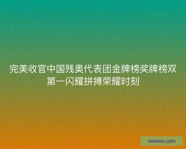 完美收官中国残奥代表团金牌榜奖牌榜双第一闪耀拼搏荣耀时刻