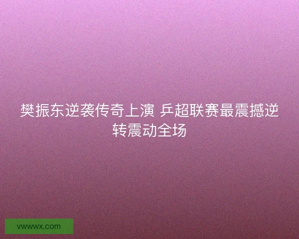 樊振东逆袭传奇上演 乒超联赛最震撼逆转震动全场